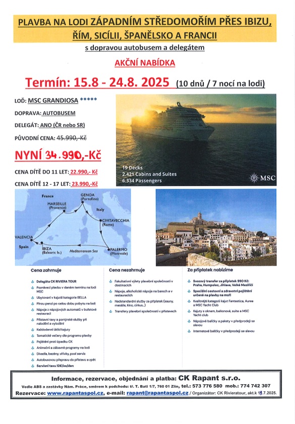15.08-24.08.2025 Západní Středomoří přes Ibizu II - k.18.7.